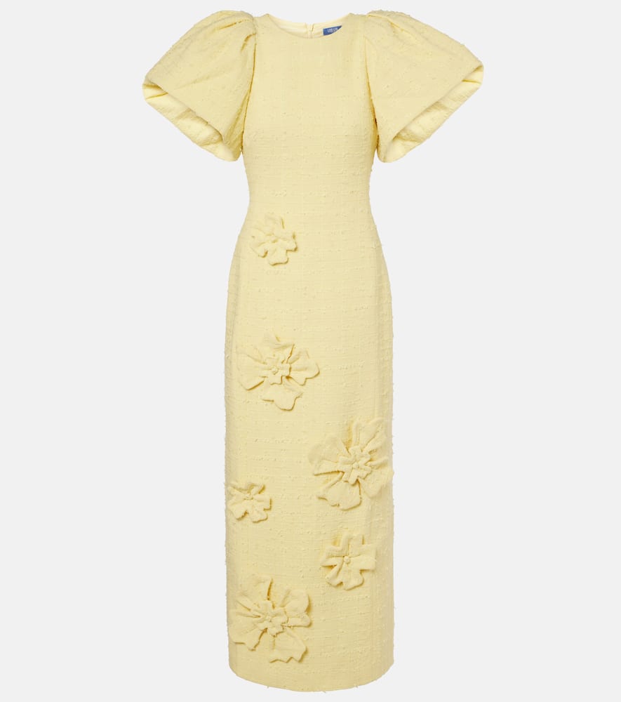 Lucinda floral-appliqué tweed maxi dress