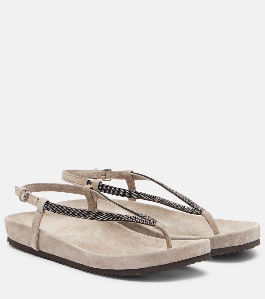 Monili suede thong sandals