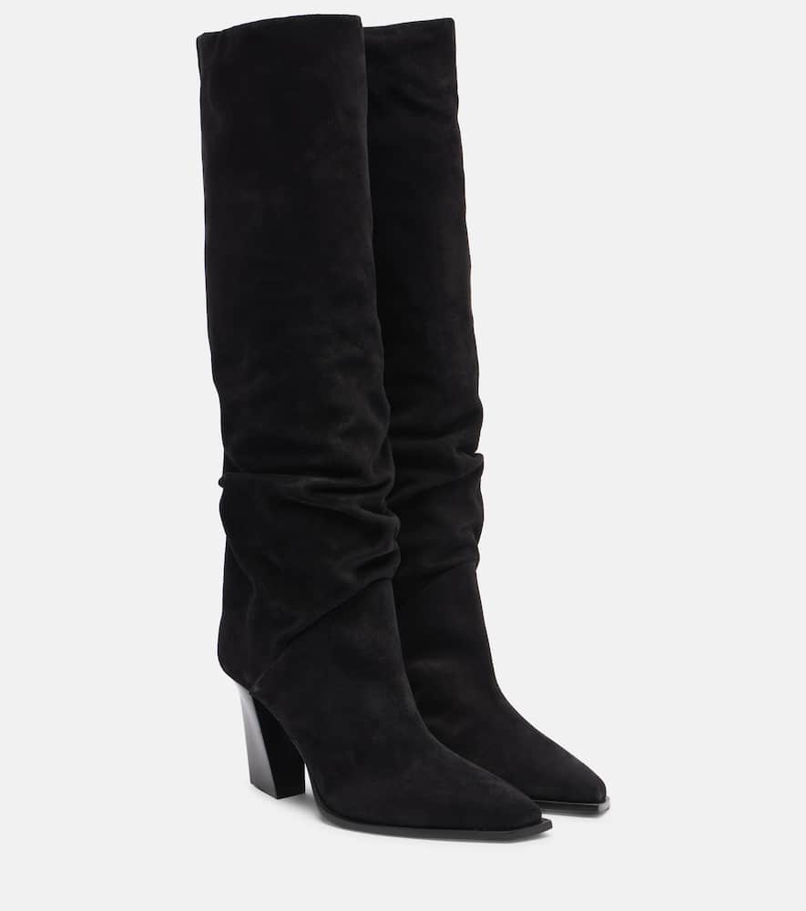 Jimmy Choo Hart 85 Suede Knee-high Boots In Black