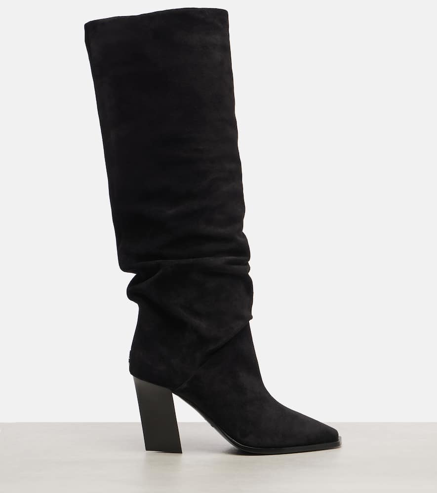 Jimmy Choo Hart 85 Suede Knee-high Boots In Black