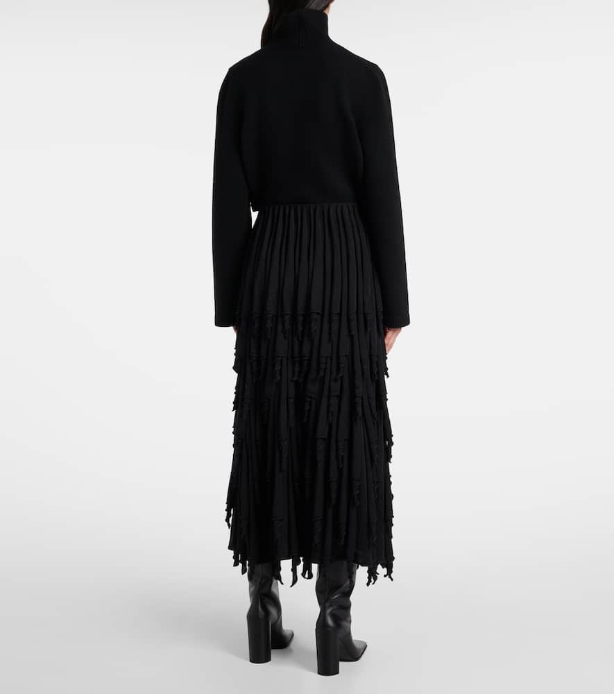 Alaïa Tiered Wool And Silk Maxi Skirt In Black