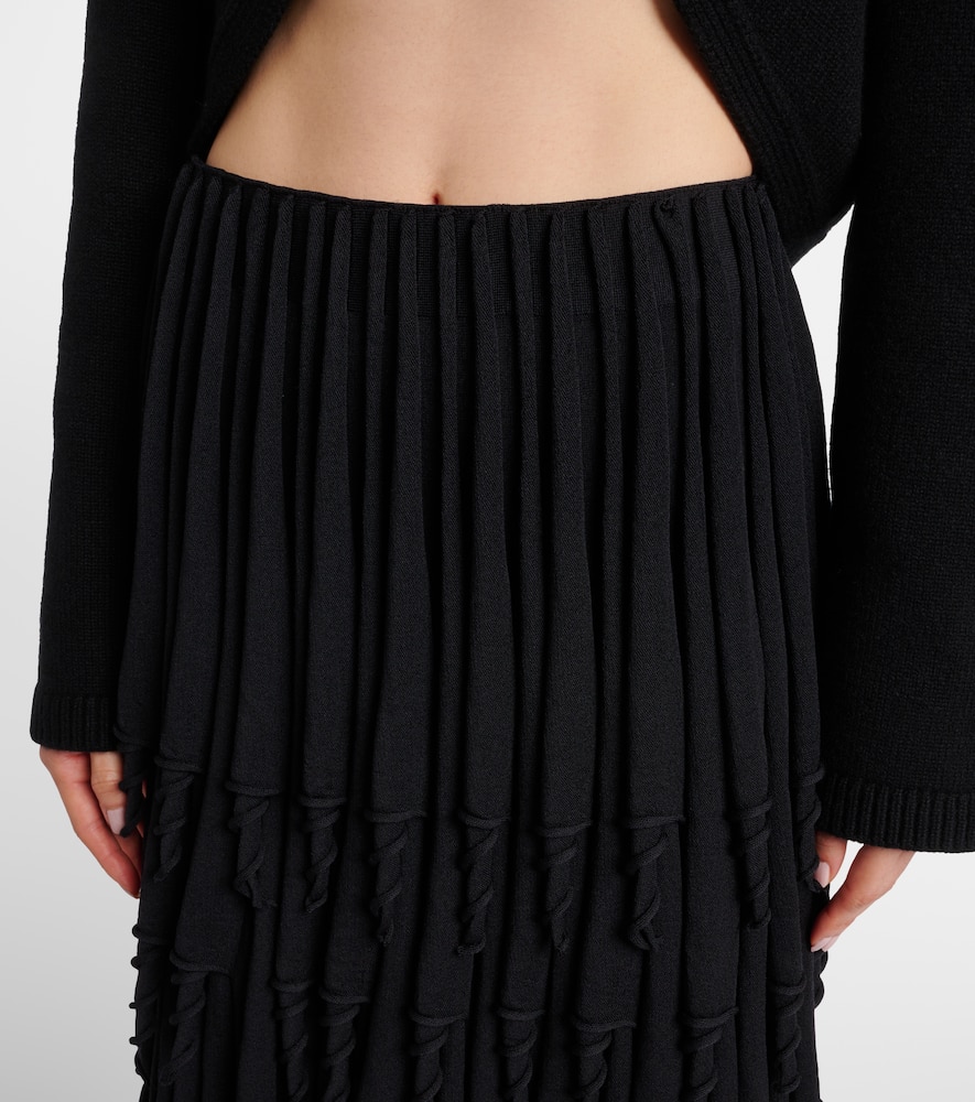 Alaïa Tiered Wool And Silk Maxi Skirt In Black