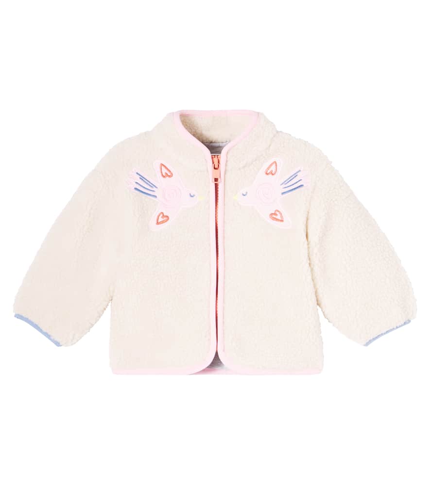 Stella Mccartney Babies' Embroidered Teddy Fleece Jacket In Pink