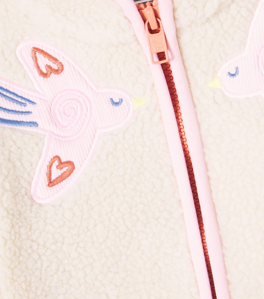 Stella Mccartney Embroidered Teddy Fleece Jacket In Pink