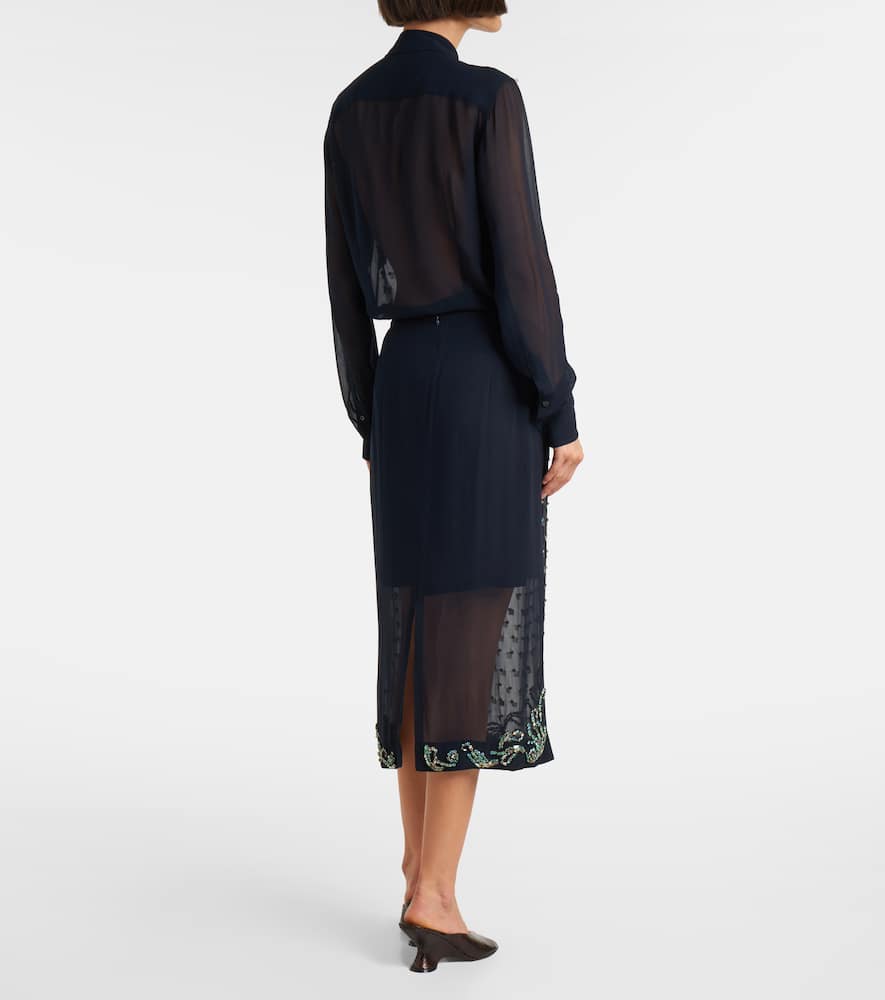 Dries Van Noten Embellished Midi Skirt In Blue