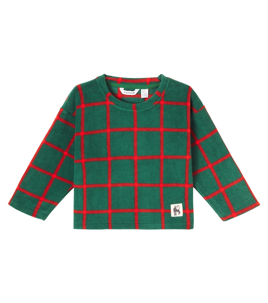 Mini Rodini Kids' Checked Fleece Top In Green