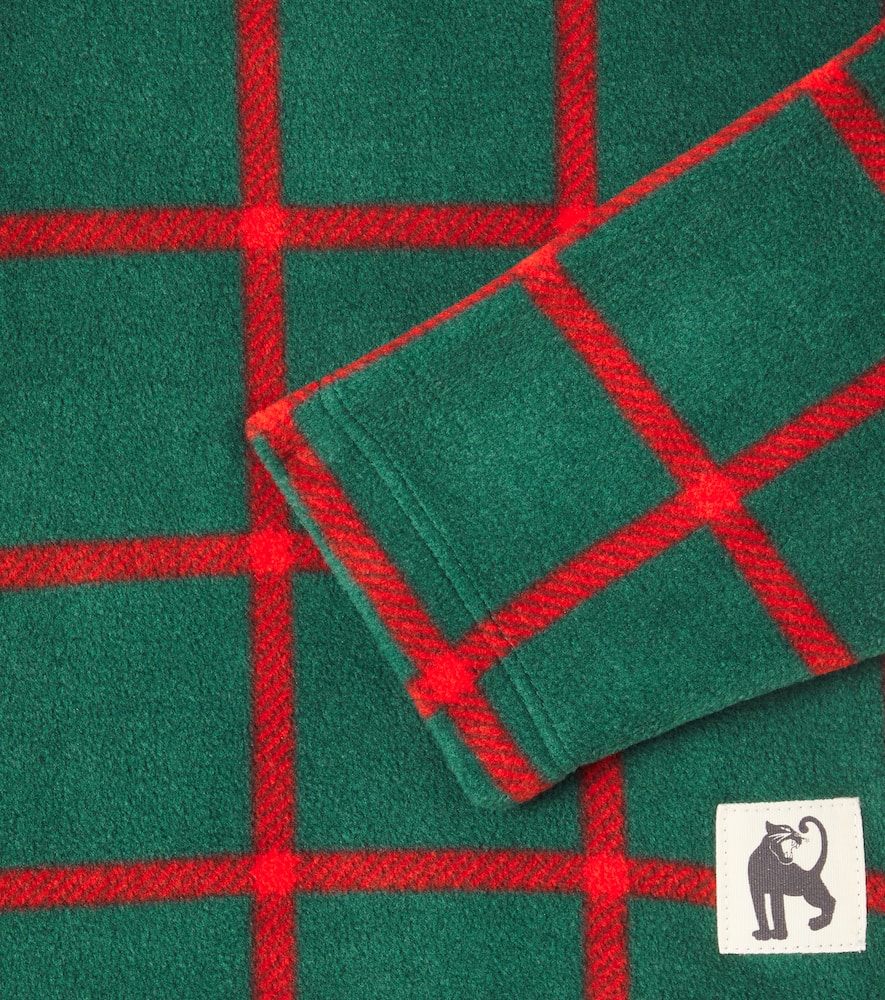 Mini Rodini Checked Fleece Top In Green