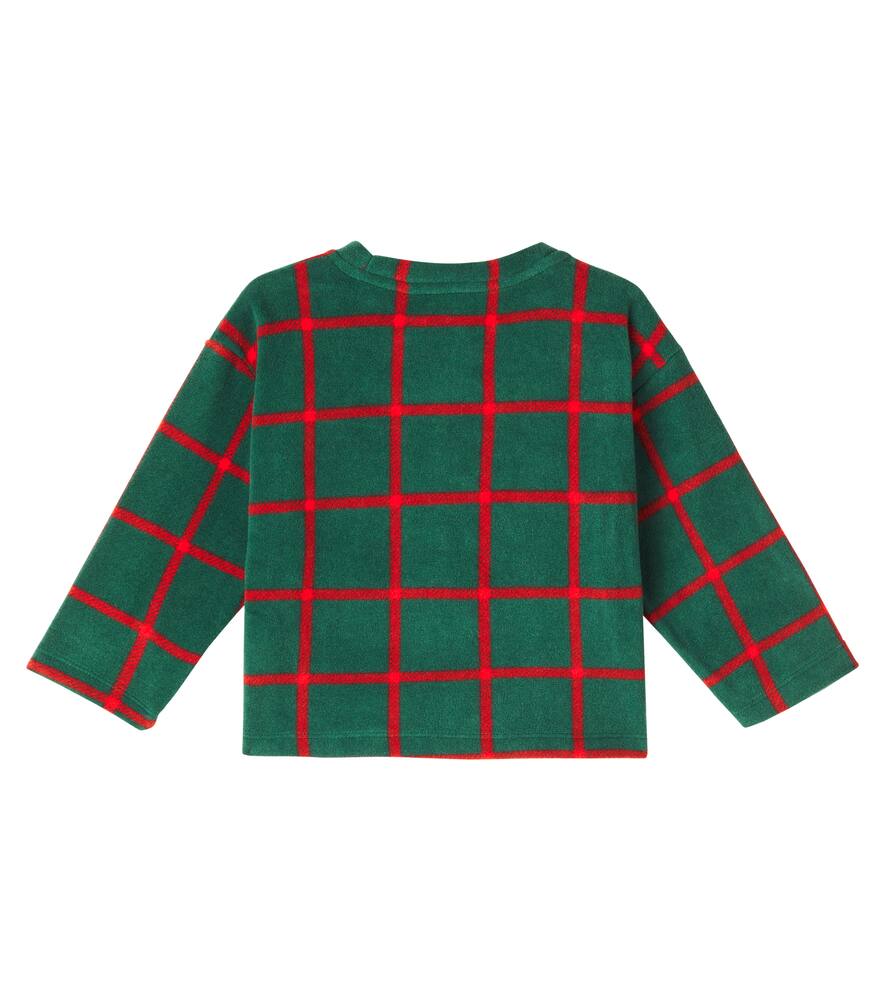 Mini Rodini Checked Fleece Top In Green