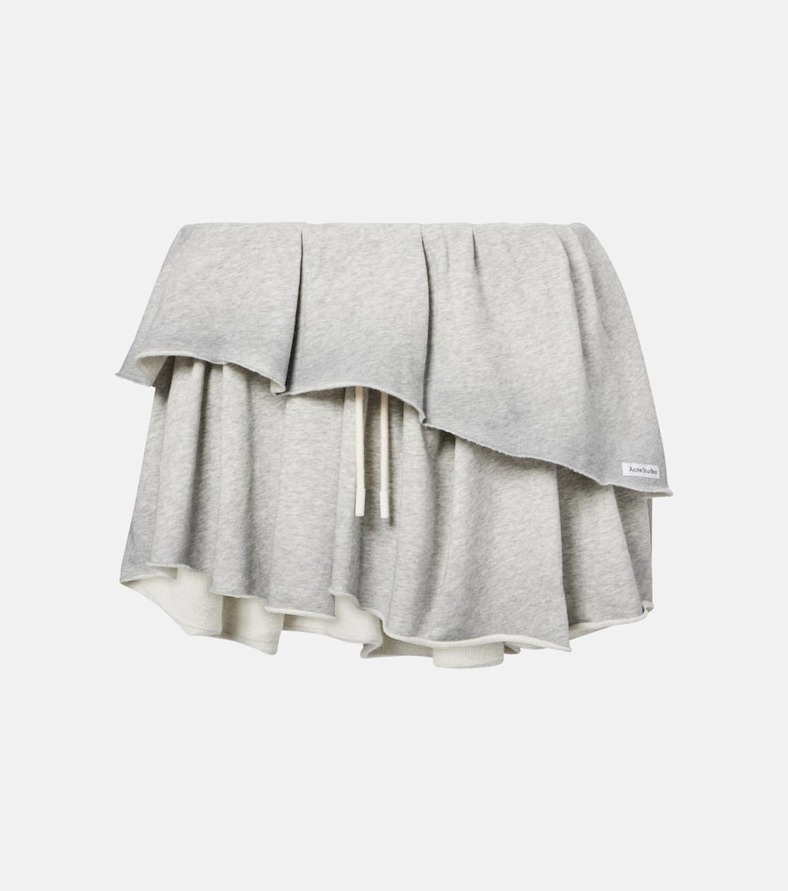 Acne Studios Layered Organic Cotton-blend Jersey Mini Skirt In Gray