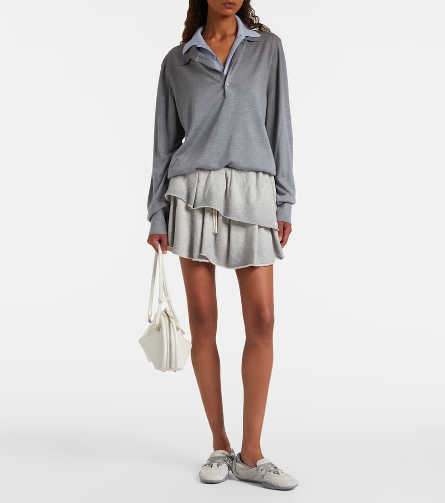 Acne Studios Layered Organic Cotton-blend Jersey Mini Skirt In Gray
