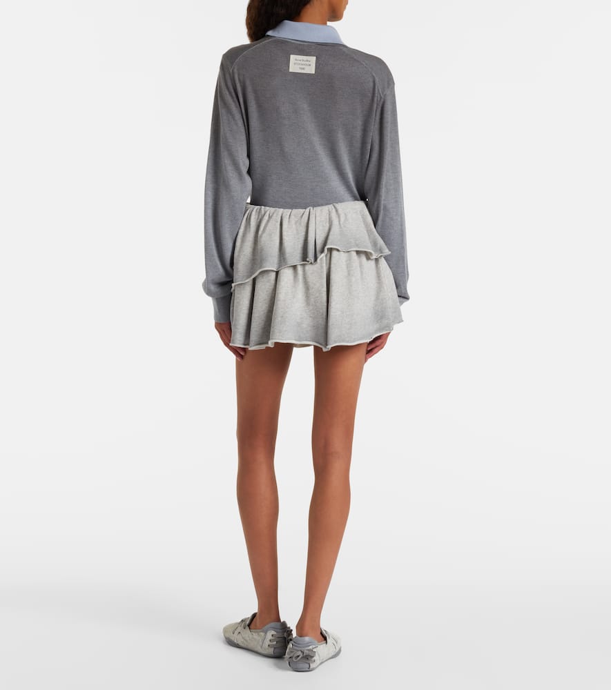 Acne Studios Layered Organic Cotton-blend Jersey Mini Skirt In Gray