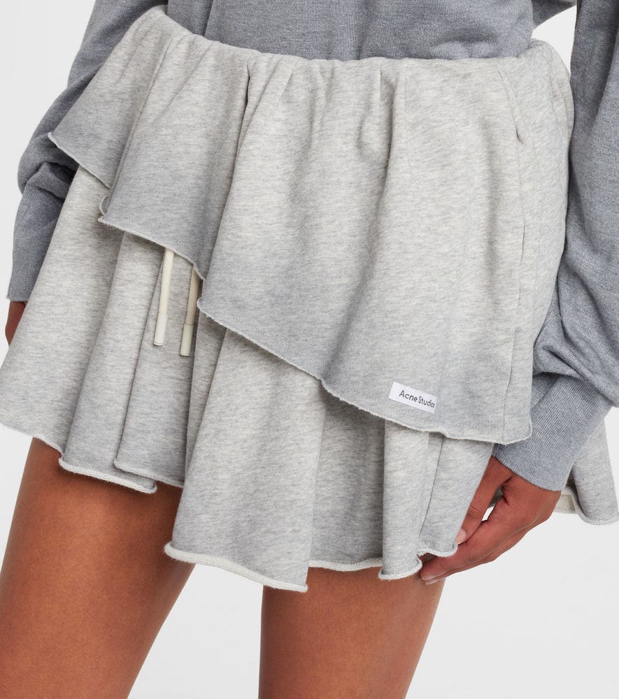 Acne Studios Layered Organic Cotton-blend Jersey Mini Skirt In Gray