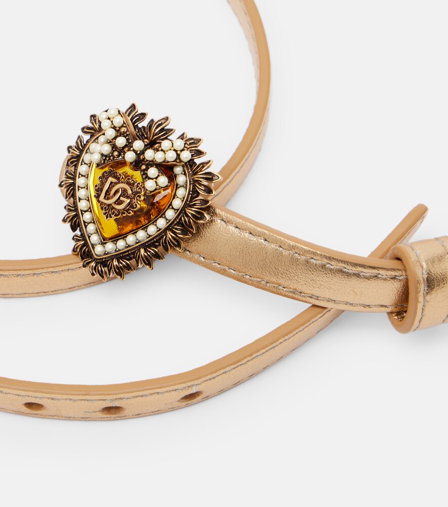 Dolce&gabbana Dolce&gabbana Devotion Metallic Leather Belt 