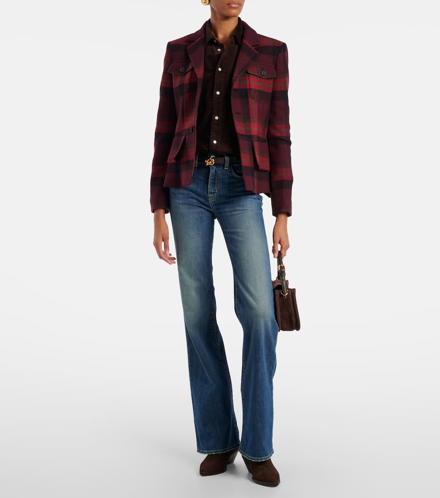 Polo Ralph Lauren Plaid Wool-blend Tweed Blazer In Red