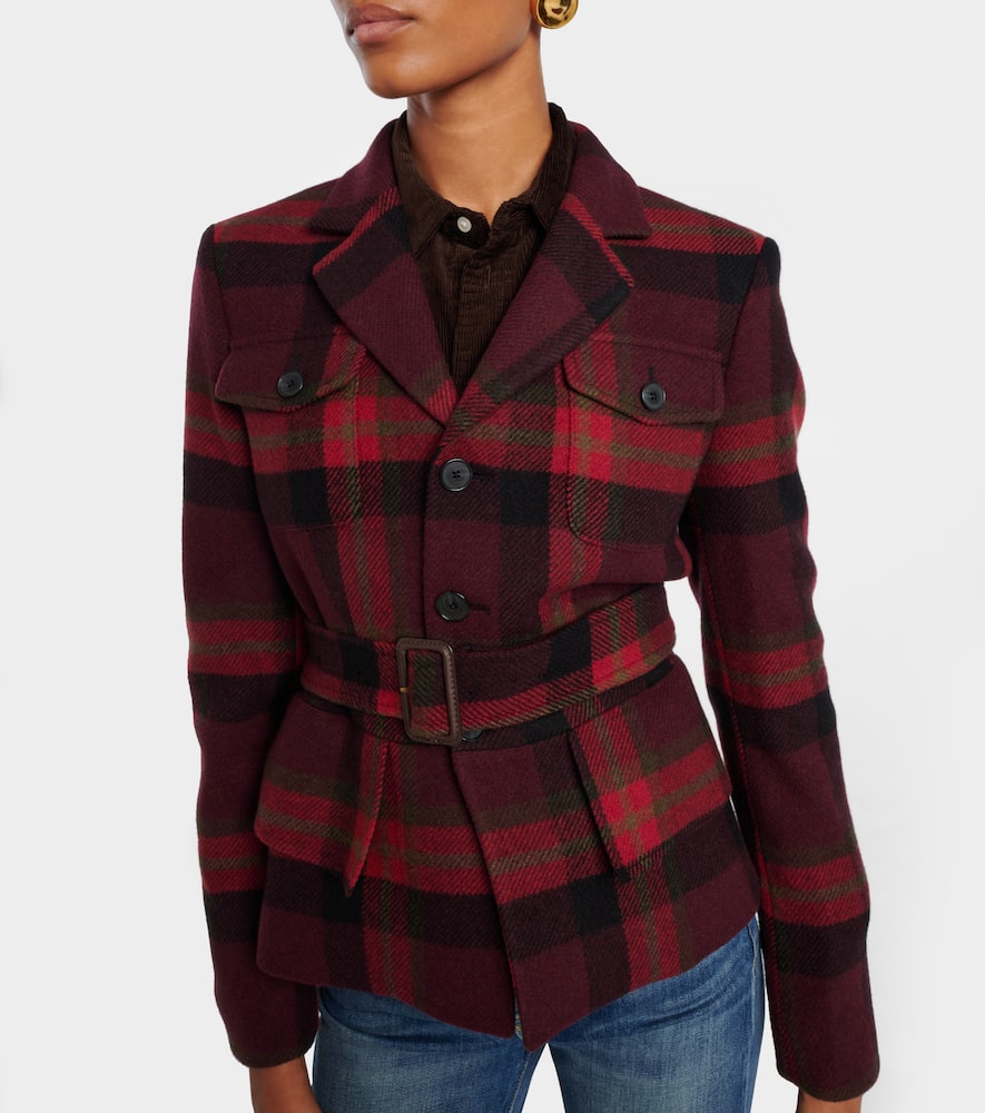 Polo Ralph Lauren Plaid Wool-blend Tweed Blazer In Red