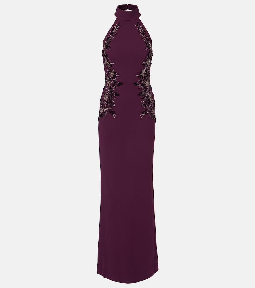 Rebecca Vallance Beatrice Embellished Crêpe Gown In Purple