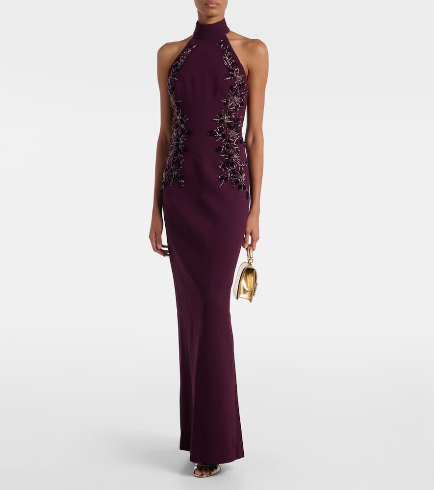 Rebecca Vallance Beatrice Embellished Crêpe Gown In Purple
