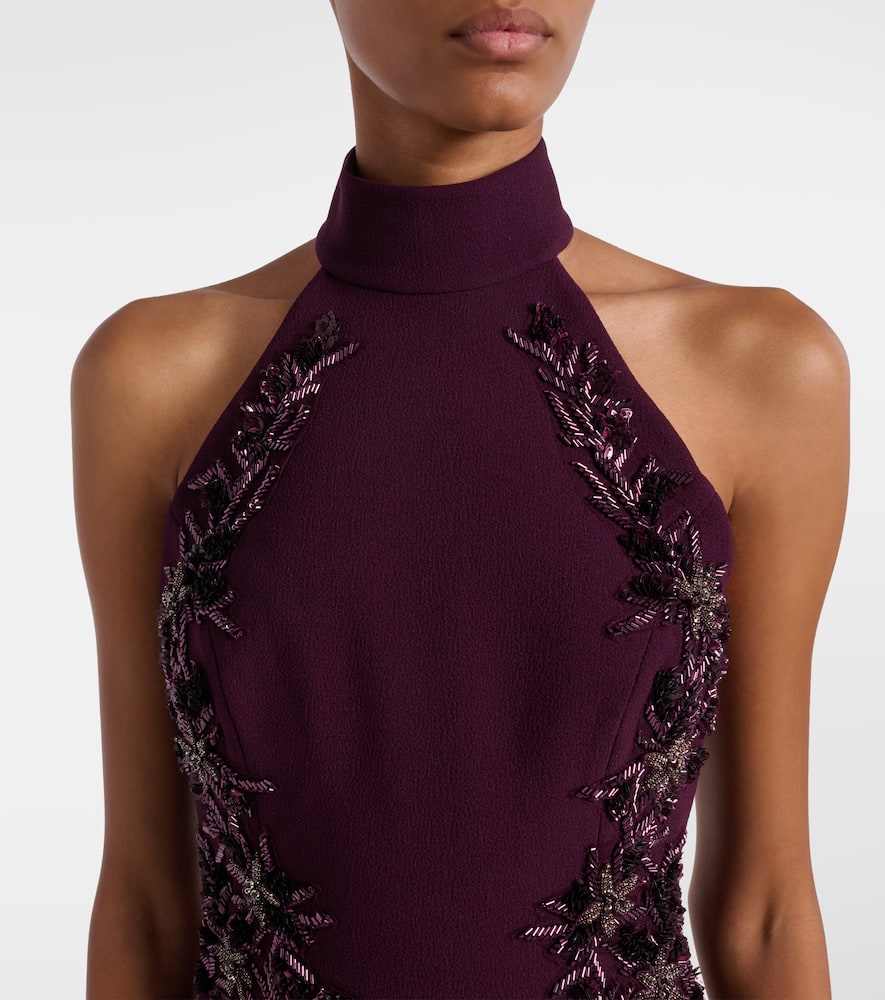 Rebecca Vallance Beatrice Embellished Crêpe Gown In Purple