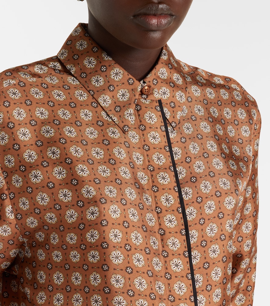 Dorothee Schumacher Graphic Dreams Printed Silk Twill Shirt In Brown