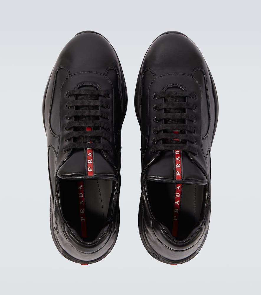 Prada Men's America's Cup Patent Leather Patchwork Sneakers In Black