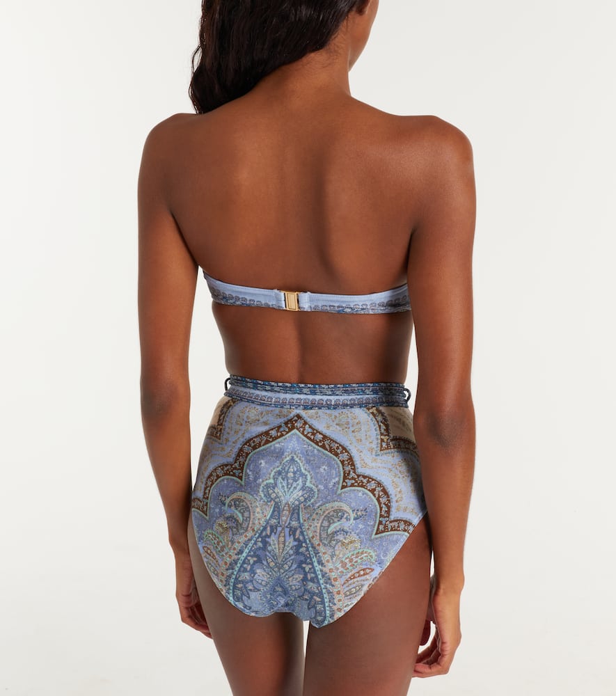 Zimmermann Wanderlust High-rise Bikini Bottoms In Blue