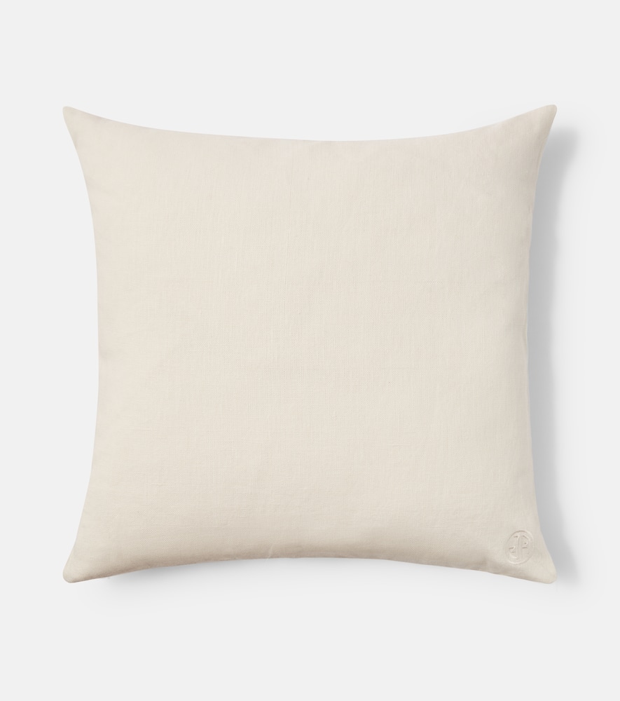 Jonathan Adler Muse Beaded Linen Cushion In Neutral