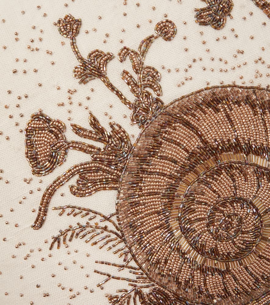 Jonathan Adler Muse Beaded Linen Cushion In Neutral