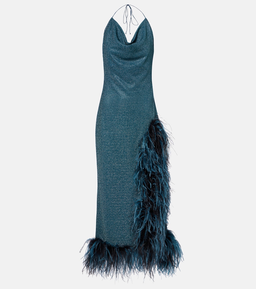 Oseree Oséree Lumière Plumage halterneck midi dress