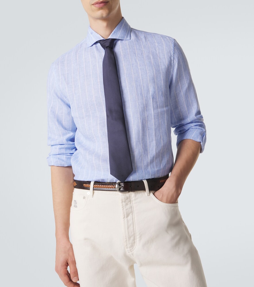  Brunello Cucinelli Brunello Cucinelli Striped Linen Shirt 