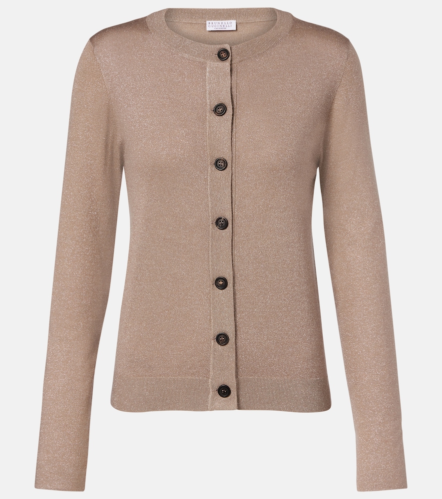 Brunello Cucinelli Women's Brown Cashmere-Blend Lame Cardigan UK Size 6 - Mytheresa
