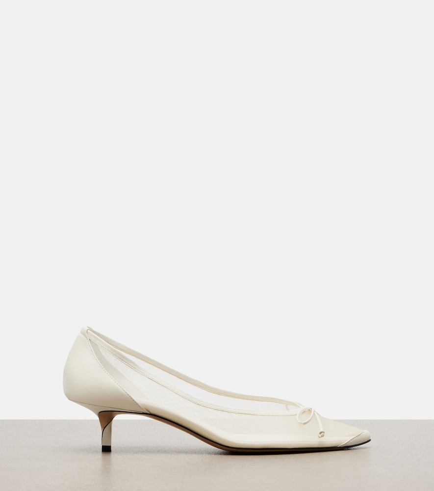  Jacquemus Jacquemus Tourni Leather-trimmed Mesh Pumps 