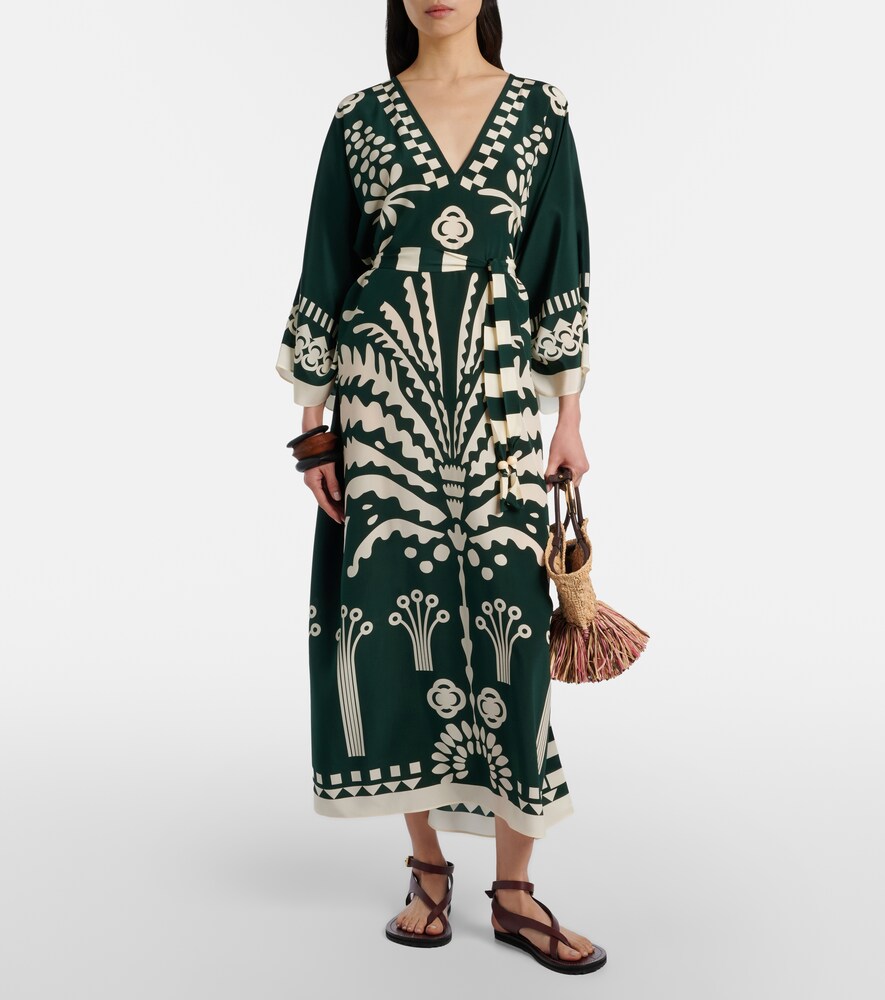  Eres Eres Belted Printed Silk Kaftan 