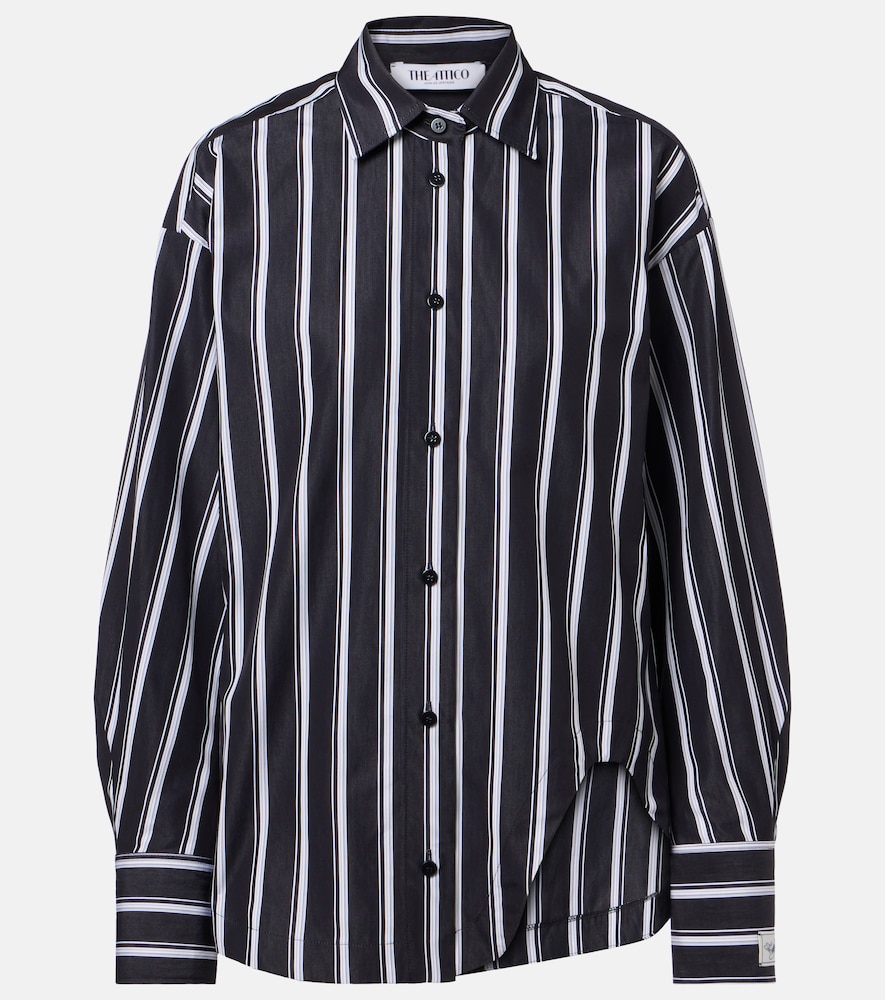 The Attico Women's Black Striped Cotton Poplin Shirt UK Size 8 - Mytheresa