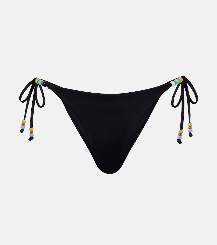 Staud Sisley Beaded Bikini Bottoms In Black
