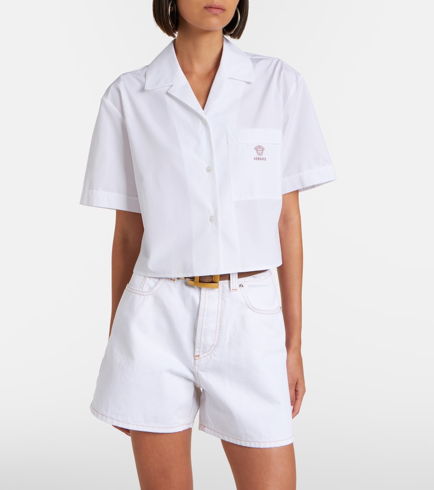  Versace Versace Camisa Cropped De Popelín De Algodón 