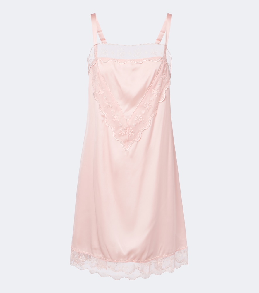 Simone Rocha Women's Pink Lace-Trimmed Satin Slip Dress UK Size 14 - Mytheresa