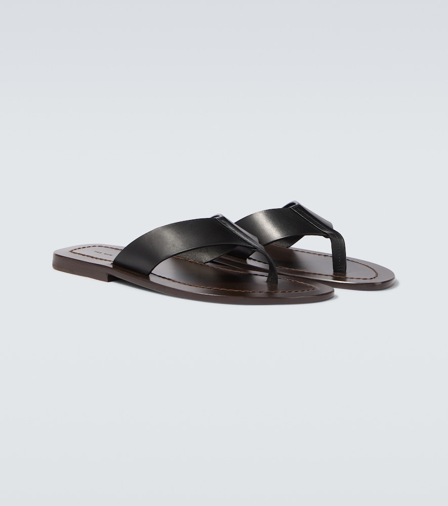 The Row Men's Black Dan Leather Thong Sandals UK Size 9 - Mytheresa