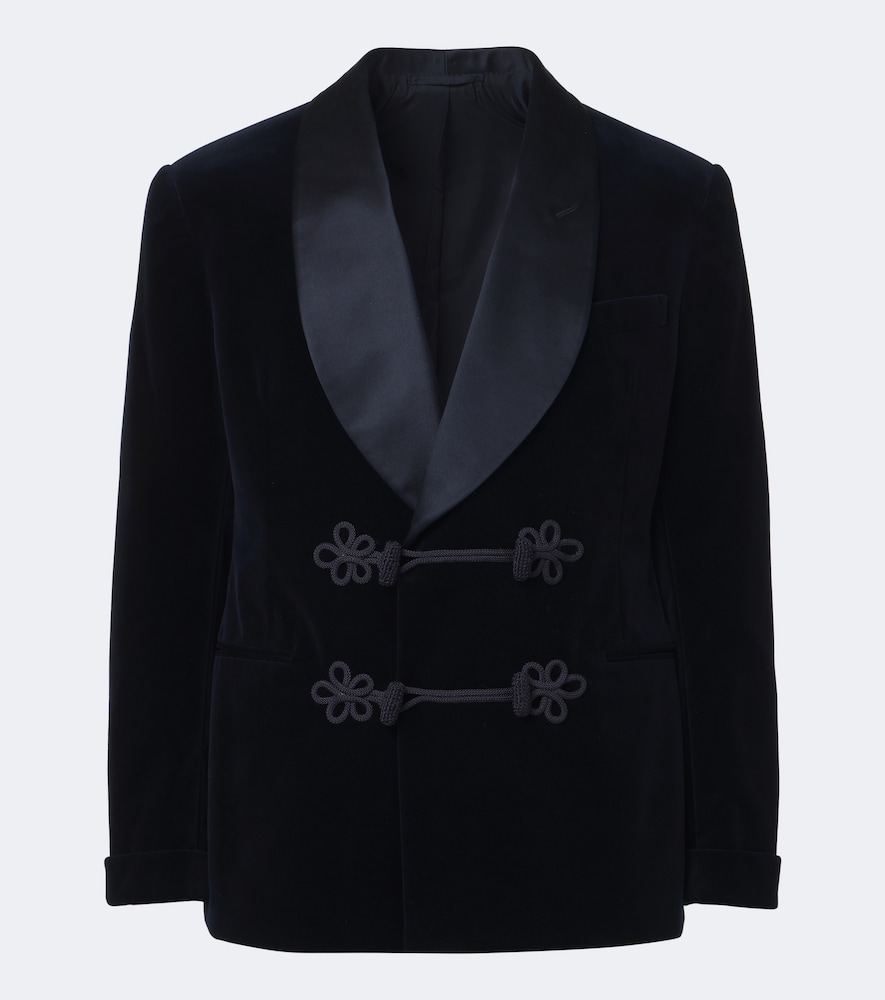 Smokingjacke aus Baumwollsamt mit Seide