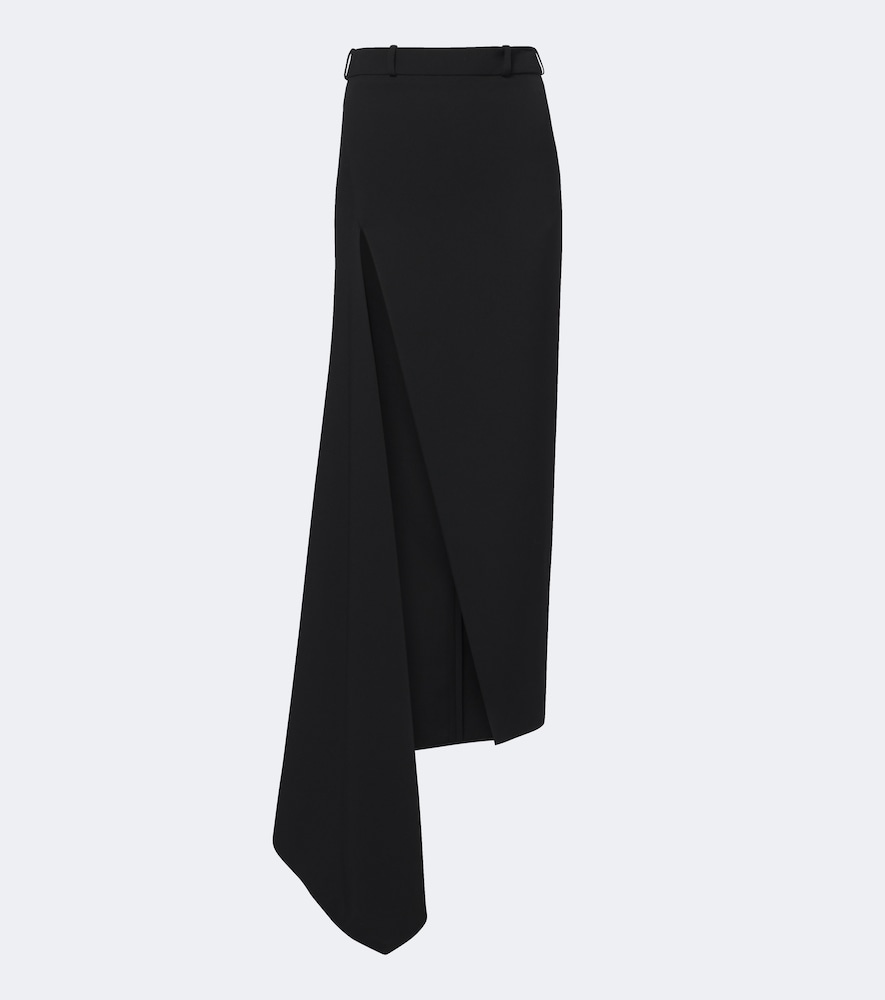 Givenchy Asymmetric Wool Midi Skirt In Black