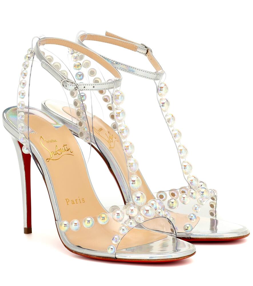 Christian Louboutin Faridaravie 100 Pvc Sandals In Silver