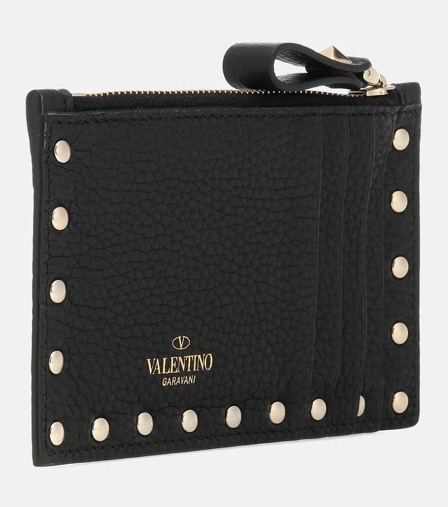 VALENTINO ROCKSTUD LEATHER CARD HOLDER,P00398376