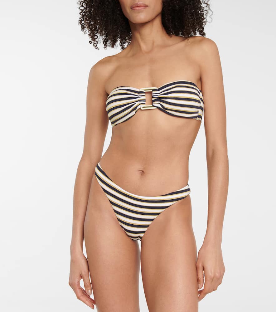 Shop Melissa Odabash Angola Striped Bikini Top In Black