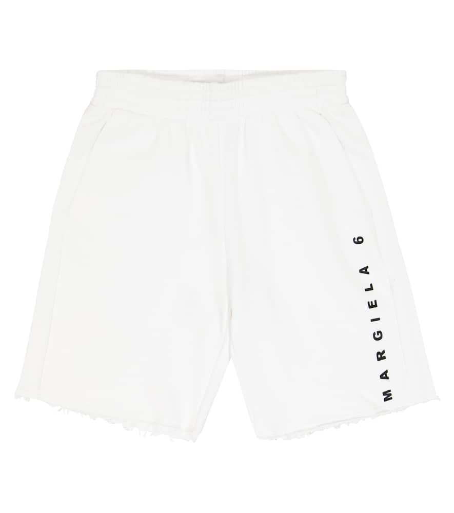 Mm6 Maison Margiela Logo Cotton Jersey Shorts In White