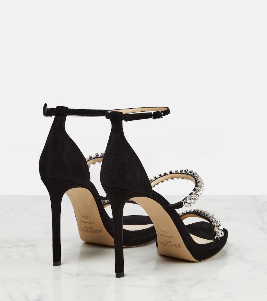 Jimmy Choo Black Bing Sandals With Crustal Embellishment In Black