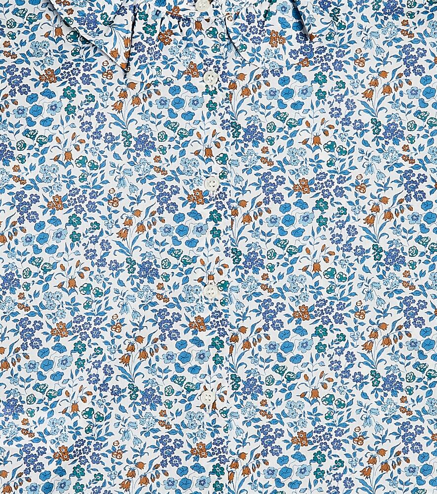 Il Gufo Floral Cotton Poplin Shirt In Light Blue