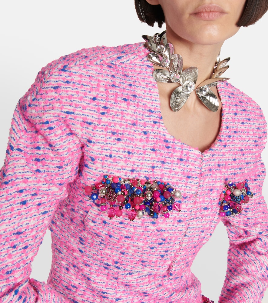  Area Area Embellished Boucle Cropped Jacket 
