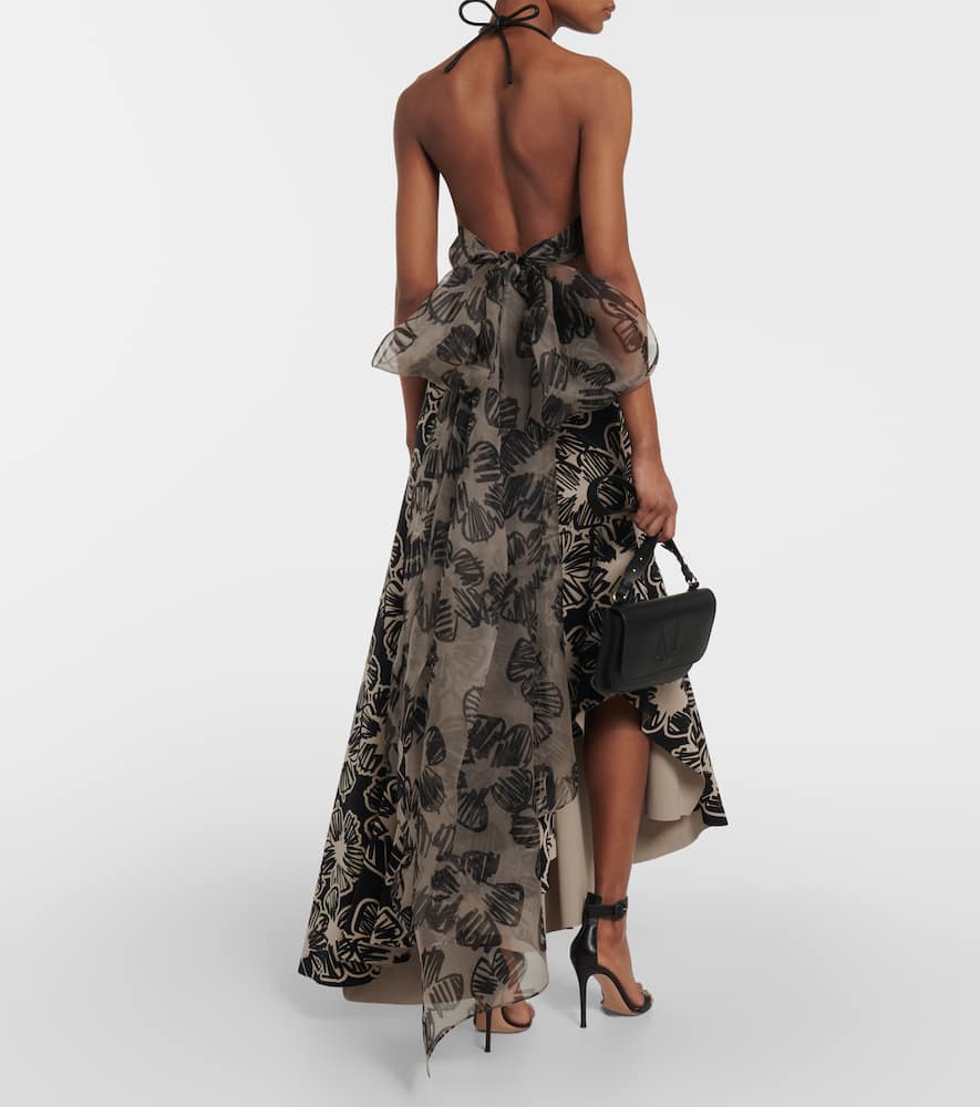 Max Mara Shaila Silk Crop Top In Sabbia Nero