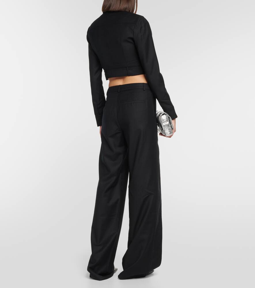 Shop Aya Muse Tio Low-rise Wool Wide-leg Pants In Black