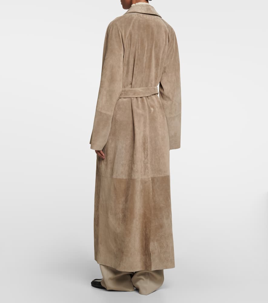 The Row Poseidone Sueded-leather Coat In Beige