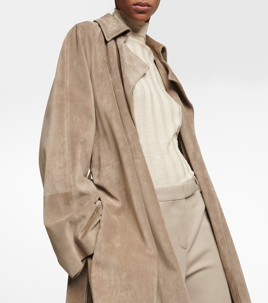 The Row Poseidone Sueded-leather Coat In Beige